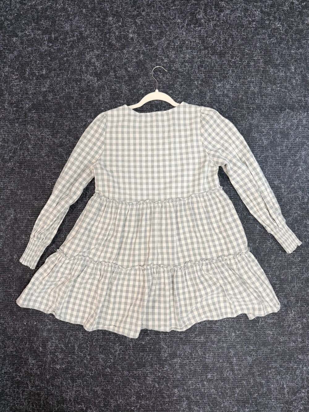 Cottagecore Country Hayden Los Angeles Women's Small Gray Gingham Plaid V-Neck S - Picture 5 of 8